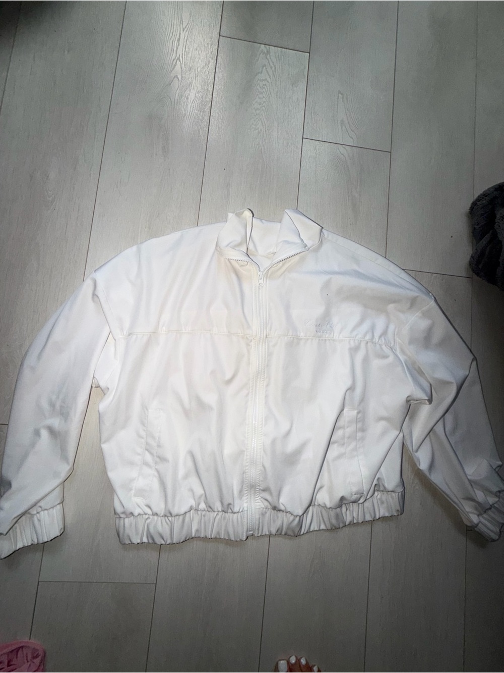 Fashion Nova White Zip-Up Bomber Jacket